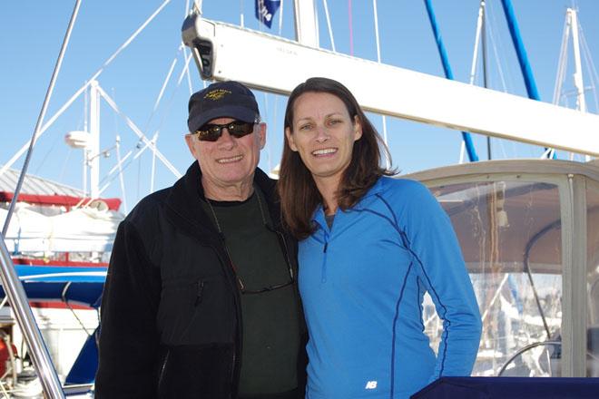 Terry and his daughter Meredith on Windswept. © World Cruising Club http://www.worldcruising.com